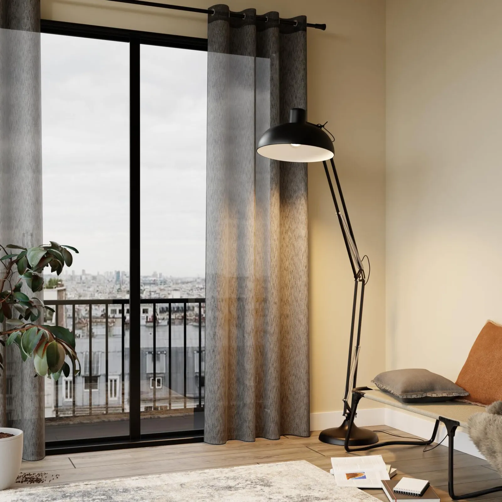 Fashion Voilage DIRITTO coloris noir 140 x 240 cm - 4MURS Voilages, Vitrages, Stores Et Accessoires|Rideaux