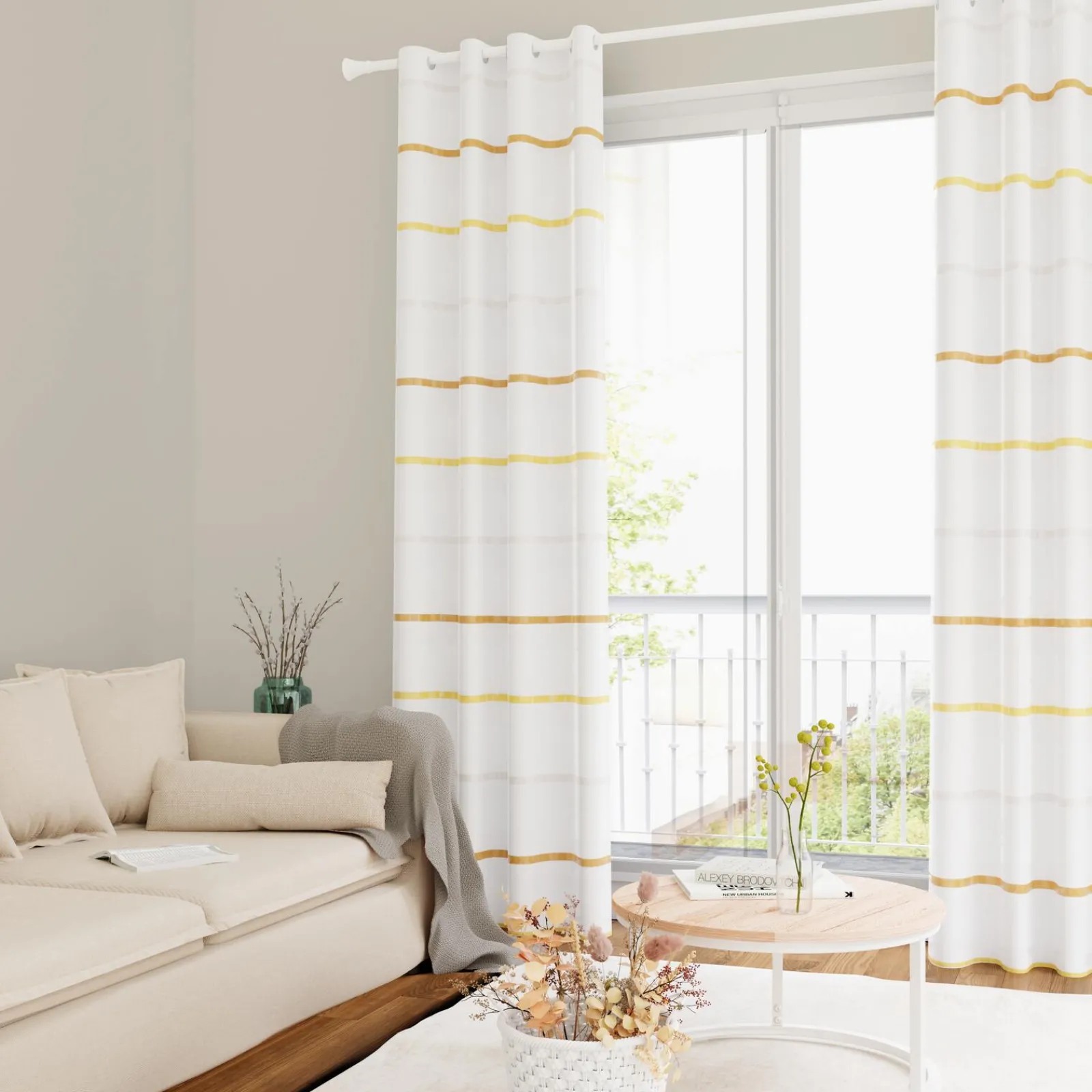 Discount Voilage GALEA coloris ocre 140 x 240 cm - 4MURS Voilages, Vitrages, Stores Et Accessoires|Rideaux