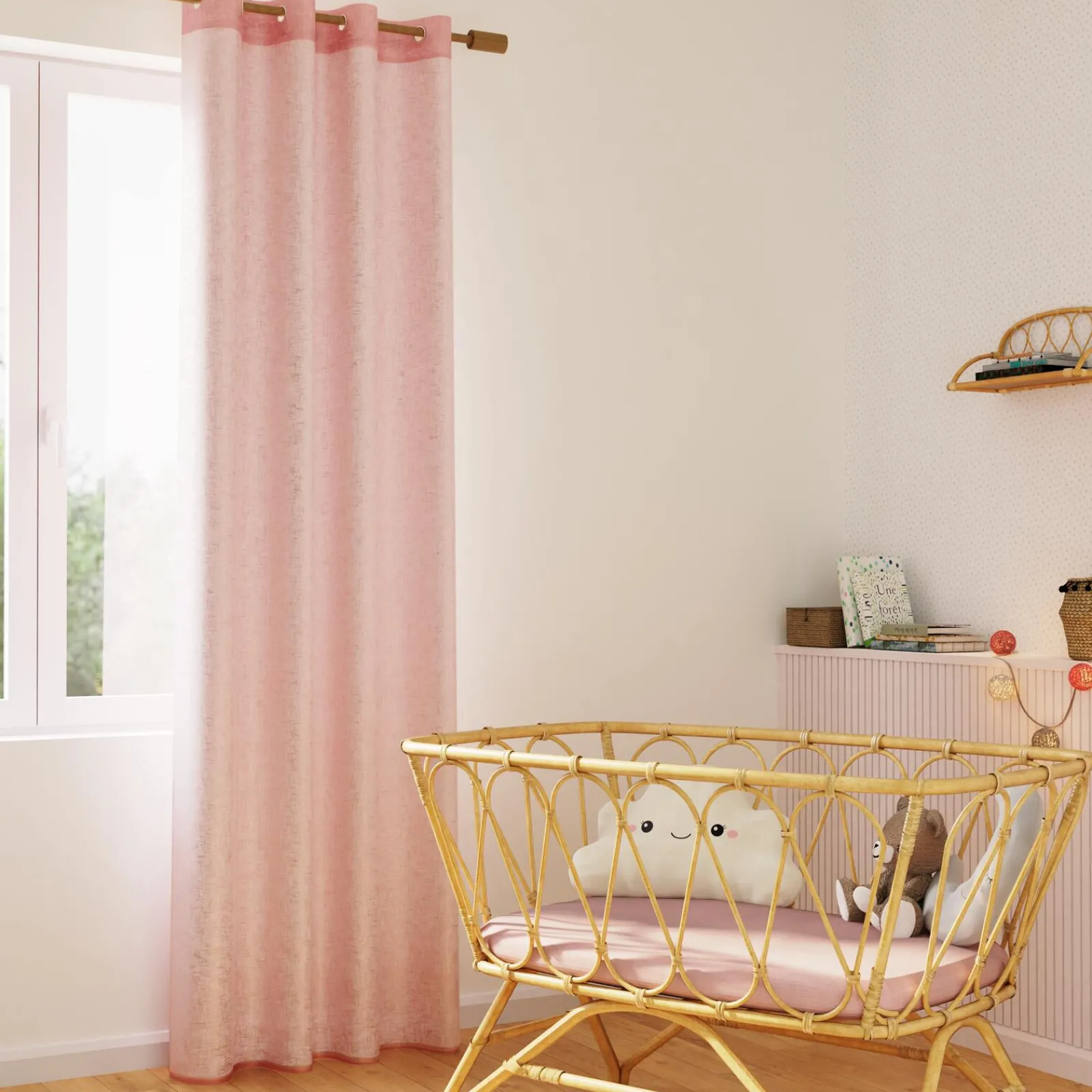 Online Voilage IRISE coloris rose pastel 140 x 240 cm - 4MURS Enfant Textile De Maison Enfant|Voilages, Vitrages, Stores Et Accessoires