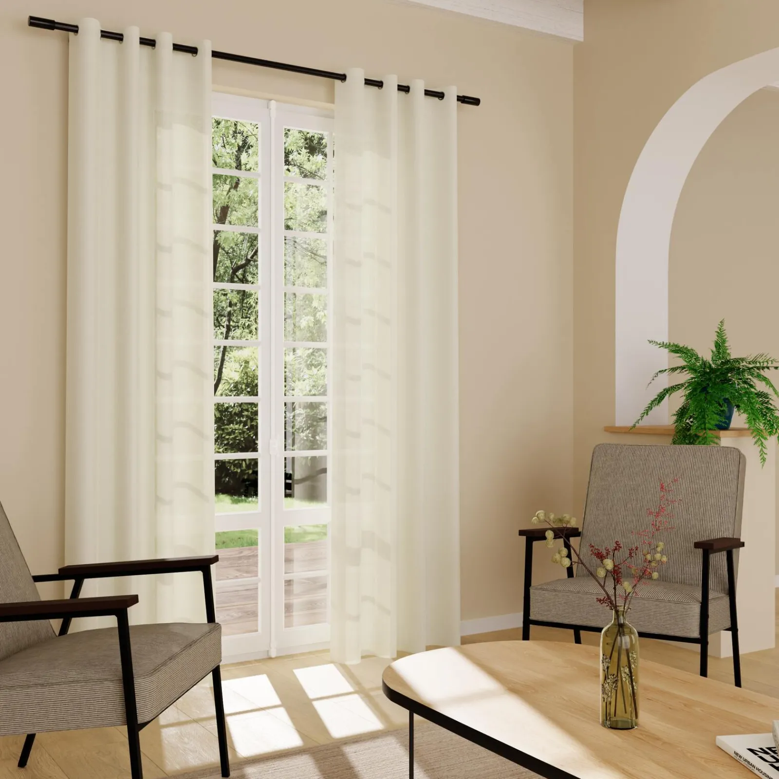 Best Voilage LINETTE coloris beige 145 x 240 cm - 4MURS Rideaux|Voilages, Vitrages, Stores Et Accessoires
