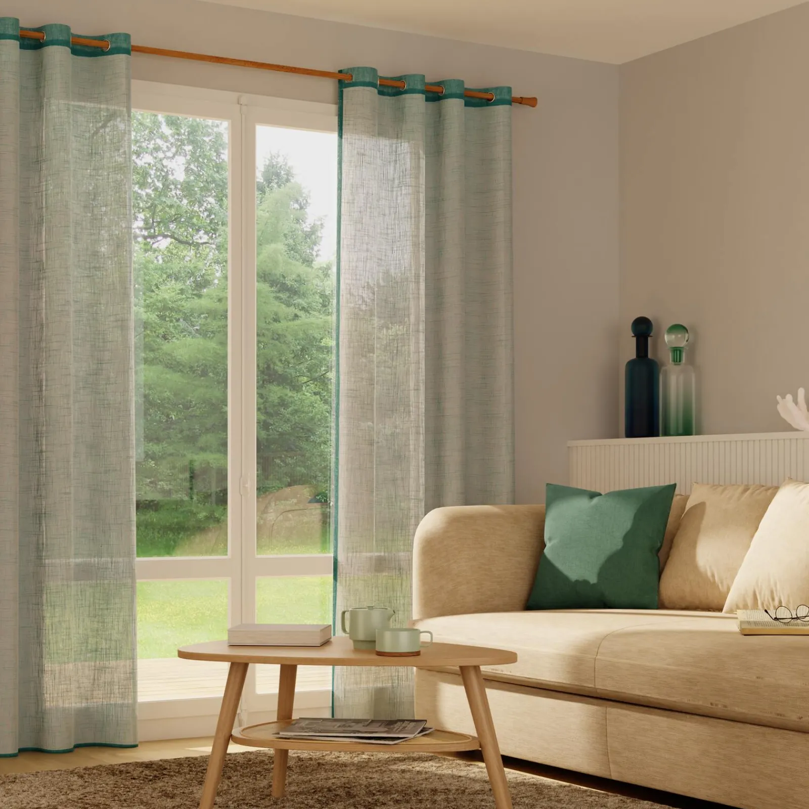 Outlet Voilage MICAO coloris bleu pétrole 145 x 240 cm - 4MURS Voilages, Vitrages, Stores Et Accessoires|Rideaux