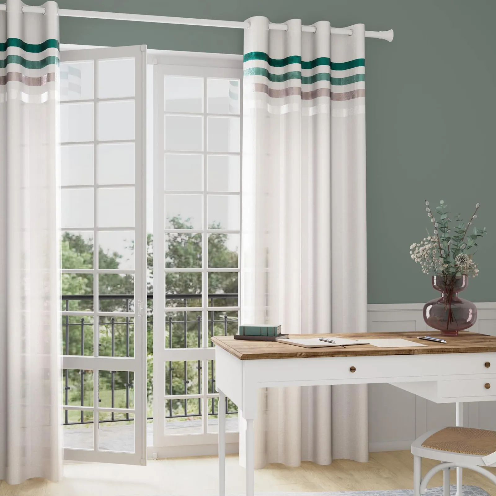 New Voilage OSYA coloris bleu paon 140 x 240 cm - 4MURS Voilages, Vitrages, Stores Et Accessoires|Rideaux
