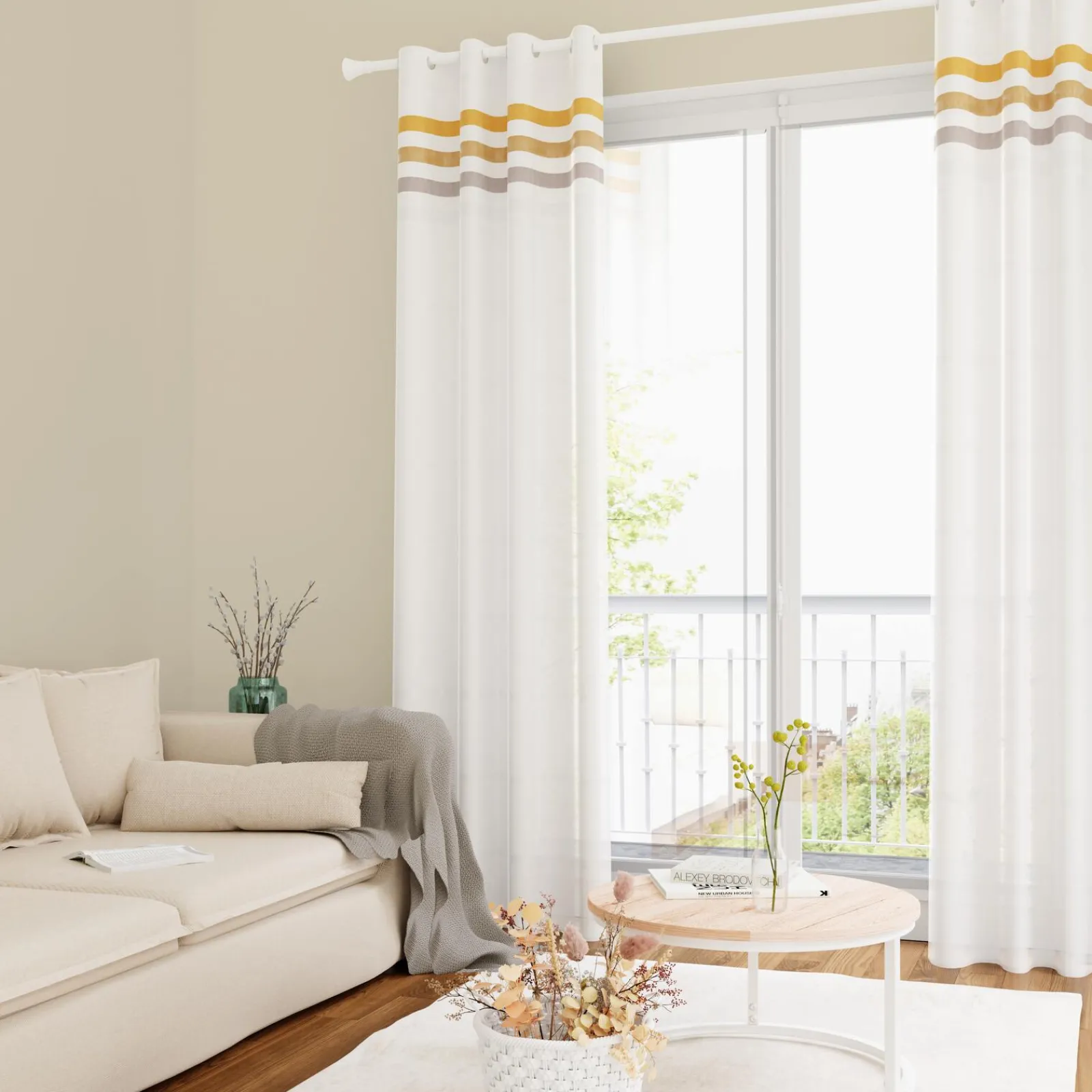 Hot Voilage OSYA coloris ocre 140 x 240 cm - 4MURS Voilages, Vitrages, Stores Et Accessoires|Rideaux