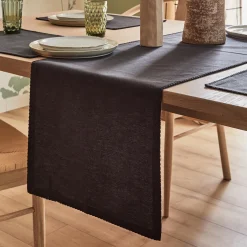 New Chemin de table DELIA coloris anthracite 45 x 170 cm - 4MURS Linge De Maison